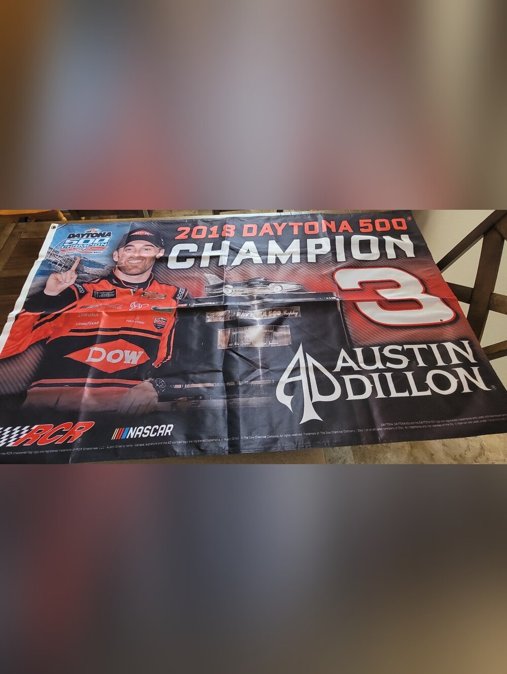 Nascar Daytona Champion Austin Dillon Flag- Black, Red, White